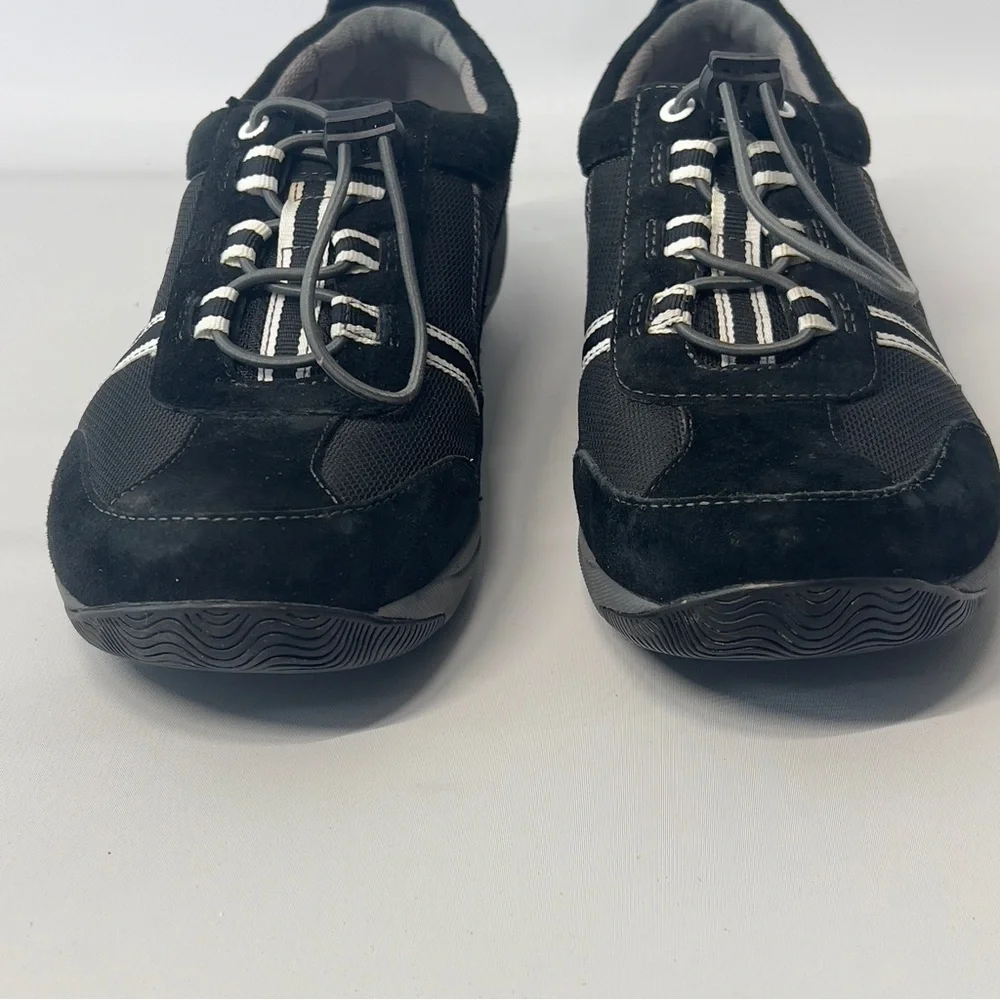 DANSKO W Black Casual Sneakers 39 US 8.5 EU HELEN Suede Bungee White Stripe